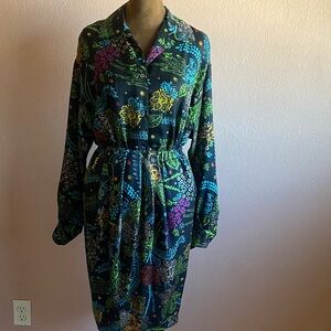 ANNE KLEIN 100% Silk, Elegant Floral Long Sleeve Set